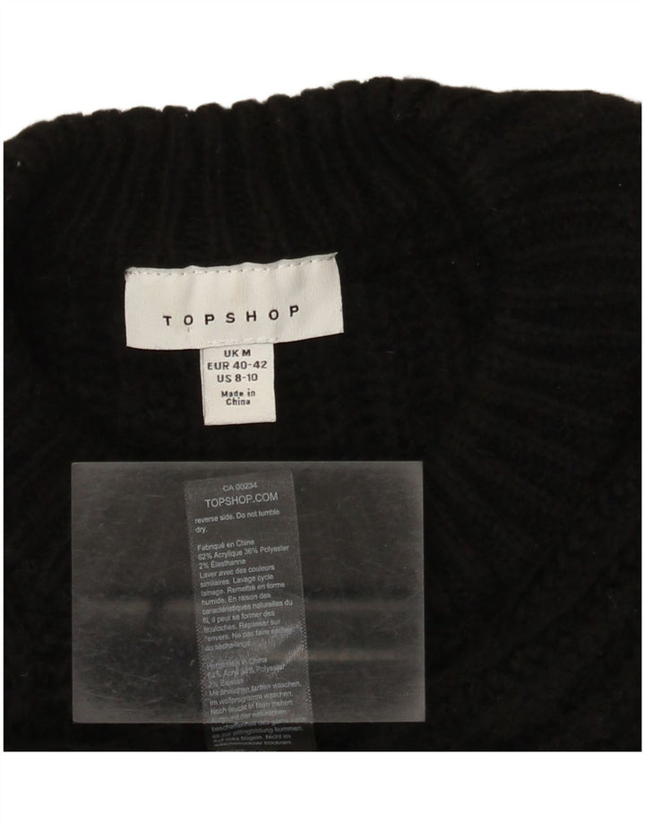 Topshop damski sweter typu Crop Oversize z okrągłym dekoltem UK 14, średni czarny