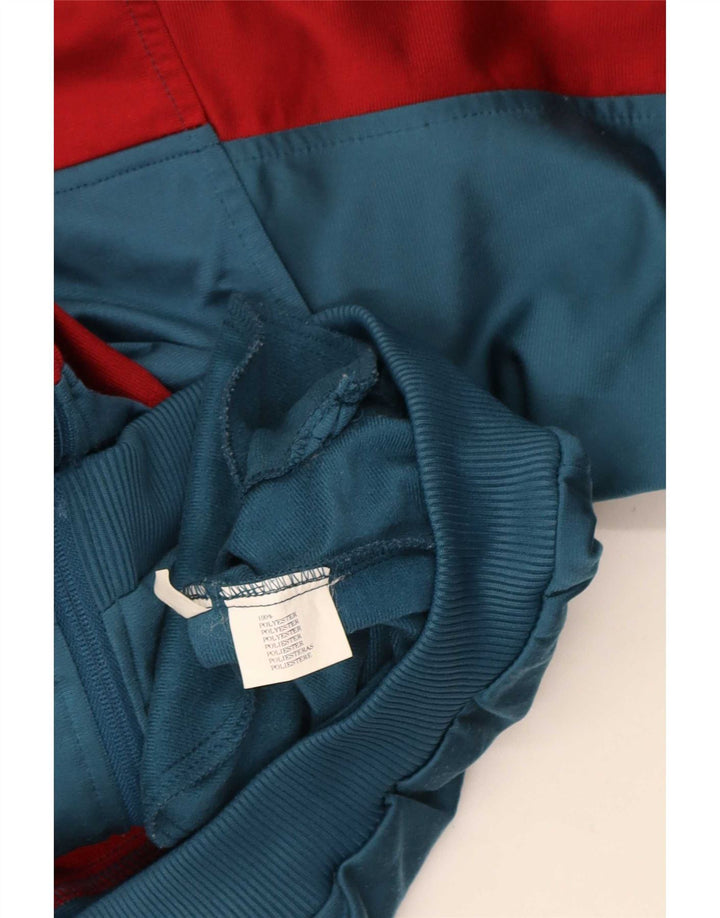 Kurtka męska dresowa w stylu vintage, średnia niebieska, poliester z blokami kolorów