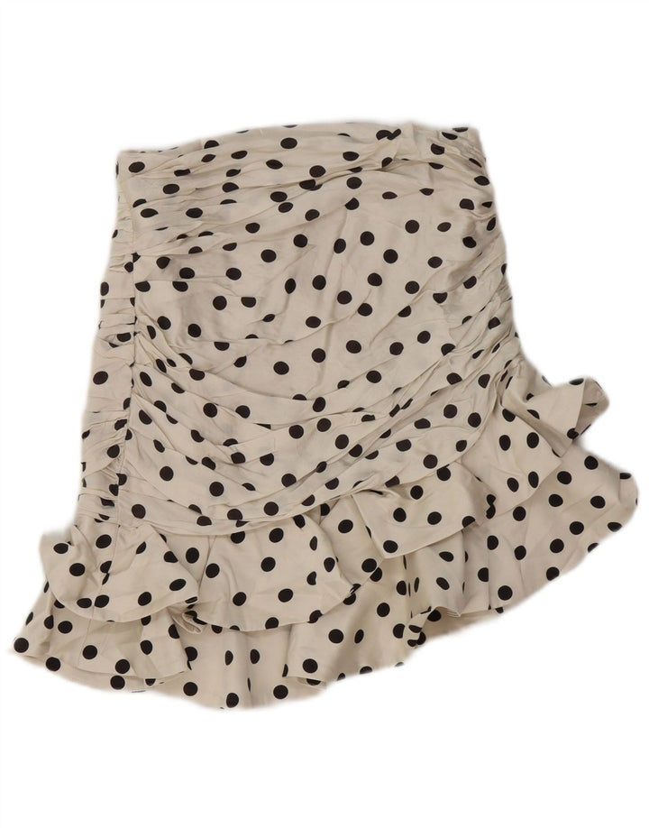 Spódnica damska Zara z falbaną, mała W26 w kolorze złamanej bieli w kropki