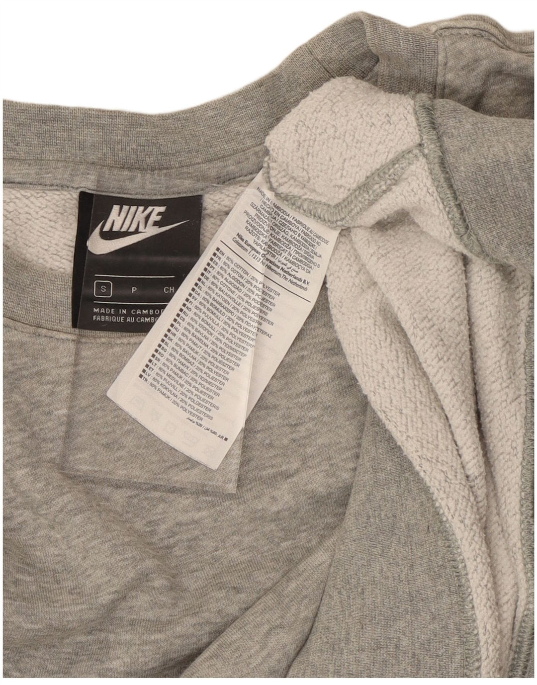 Męski sweter NIKE, mały, szary, bawełniany
