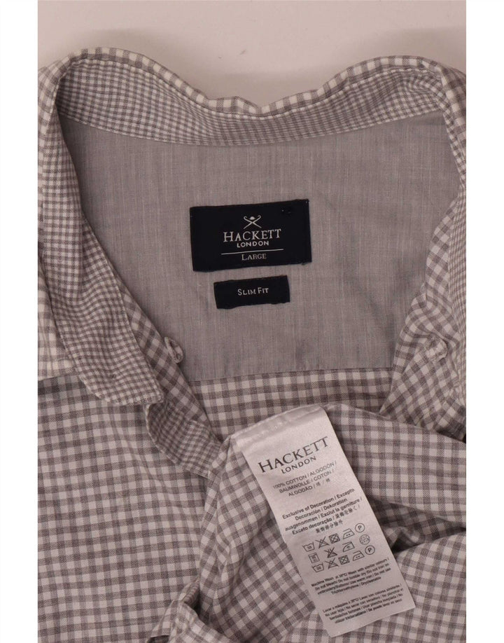 Koszula męska Hackett Slim Fit, duża, szara, bawełniana krata