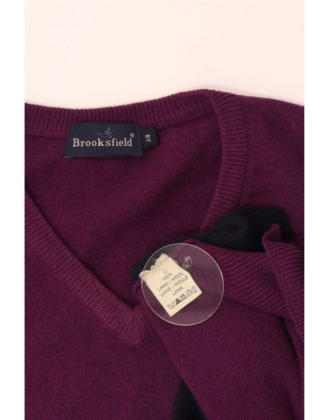 Męski sweter Brooksfield z dekoltem w szpic IT 48 Średni fiolet Argyle/Diament