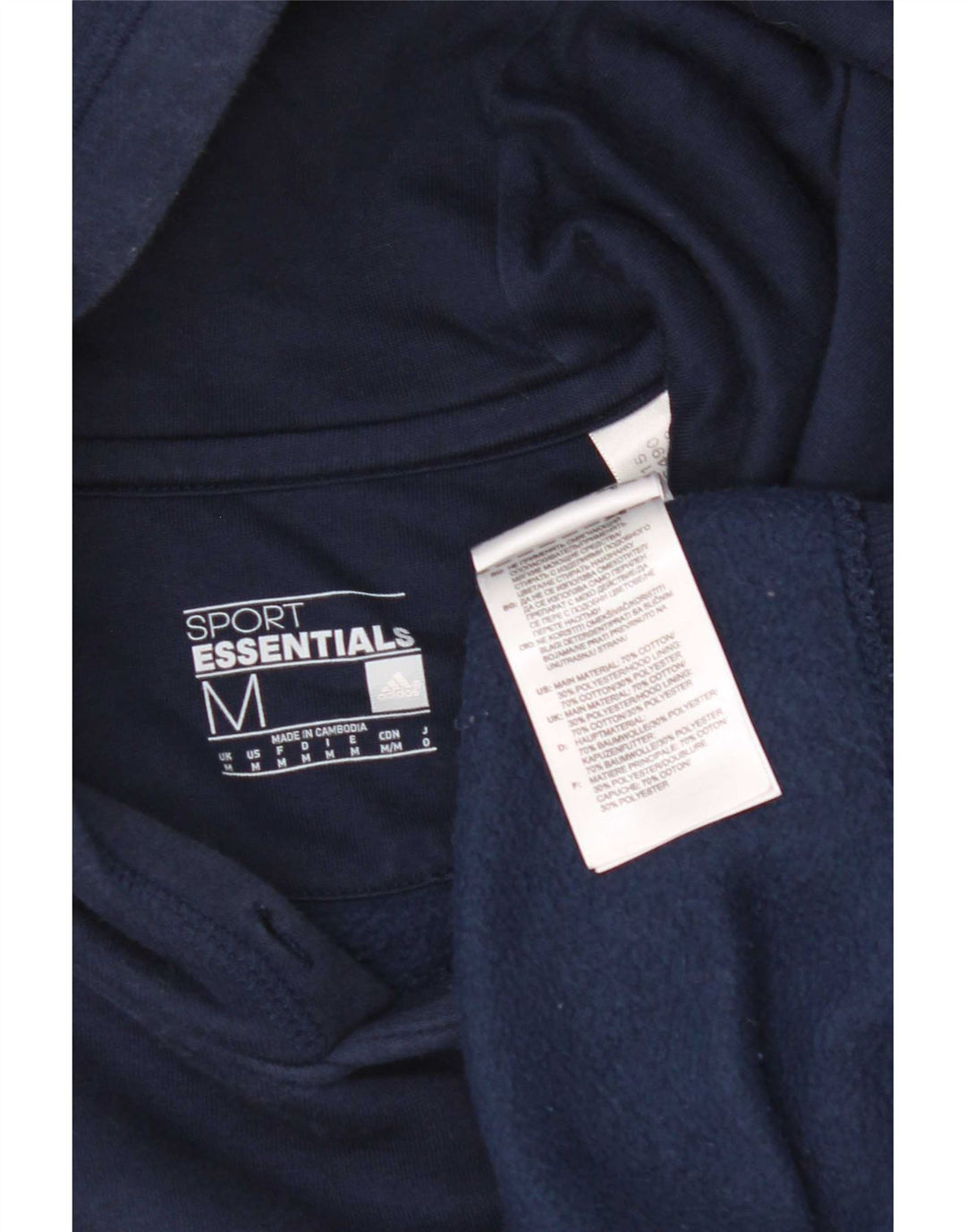 Męska bluza z kapturem Adidas, średnia, granatowa, bawełniana