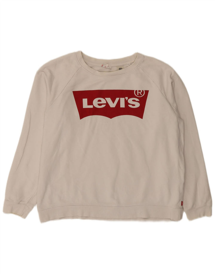Damska bluza Levi's z grafiką oversize, UK 16, duża, biała bawełna