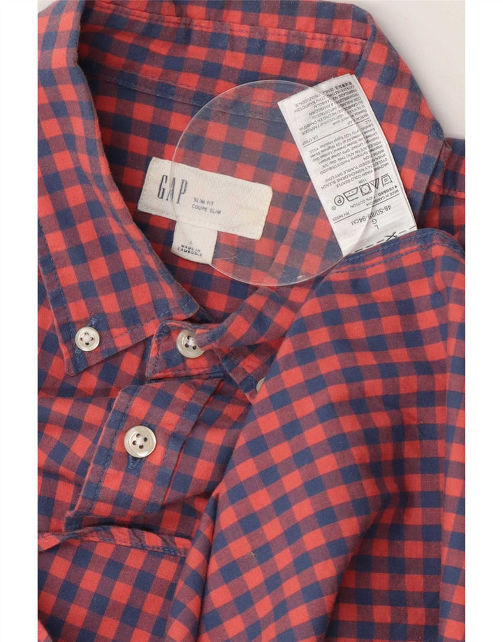 Gap Koszula męska slim fit, duża, czerwona bawełniana kratka