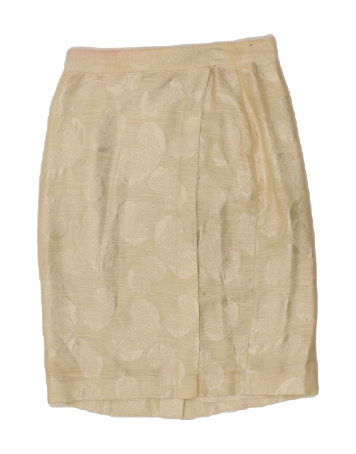 TRUSSARDI Womens Abstract Pattern Pencil Skirt IT 46 Large W30  Beige Vintage Trussardi and Second-Hand Trussardi from Messina Hembry 