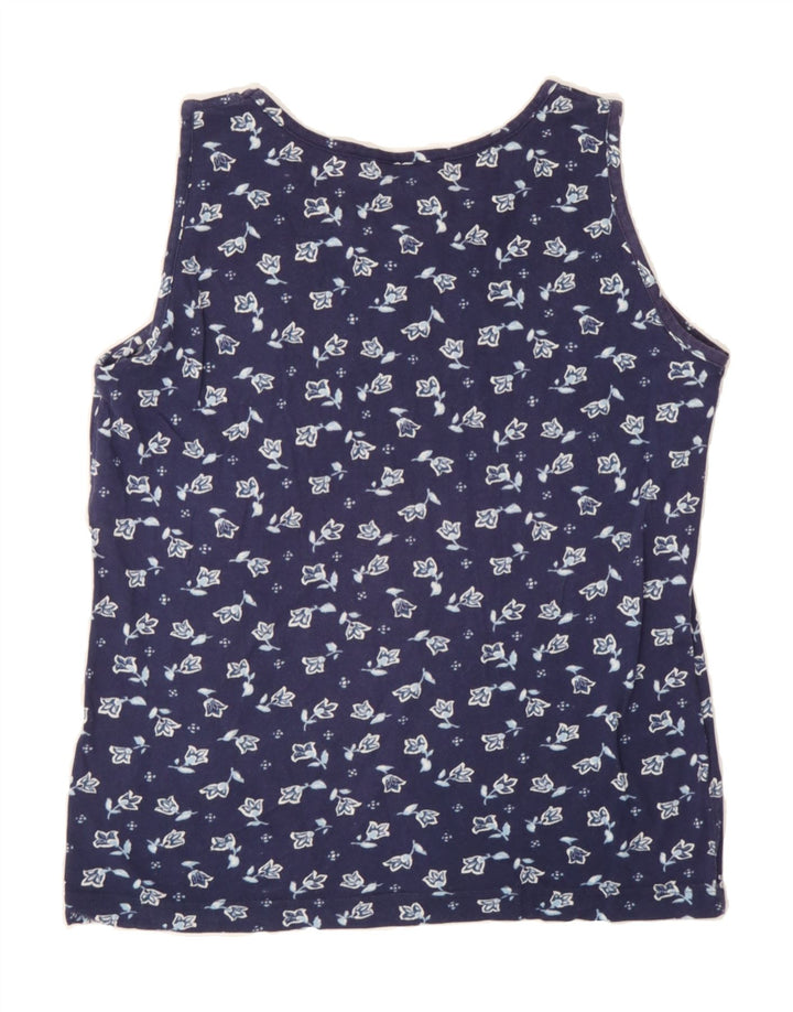 FILA Womens Vest Top IT 46 Large Navy Blue Floral Vintage Fila and Second-Hand Fila from Messina Hembry 