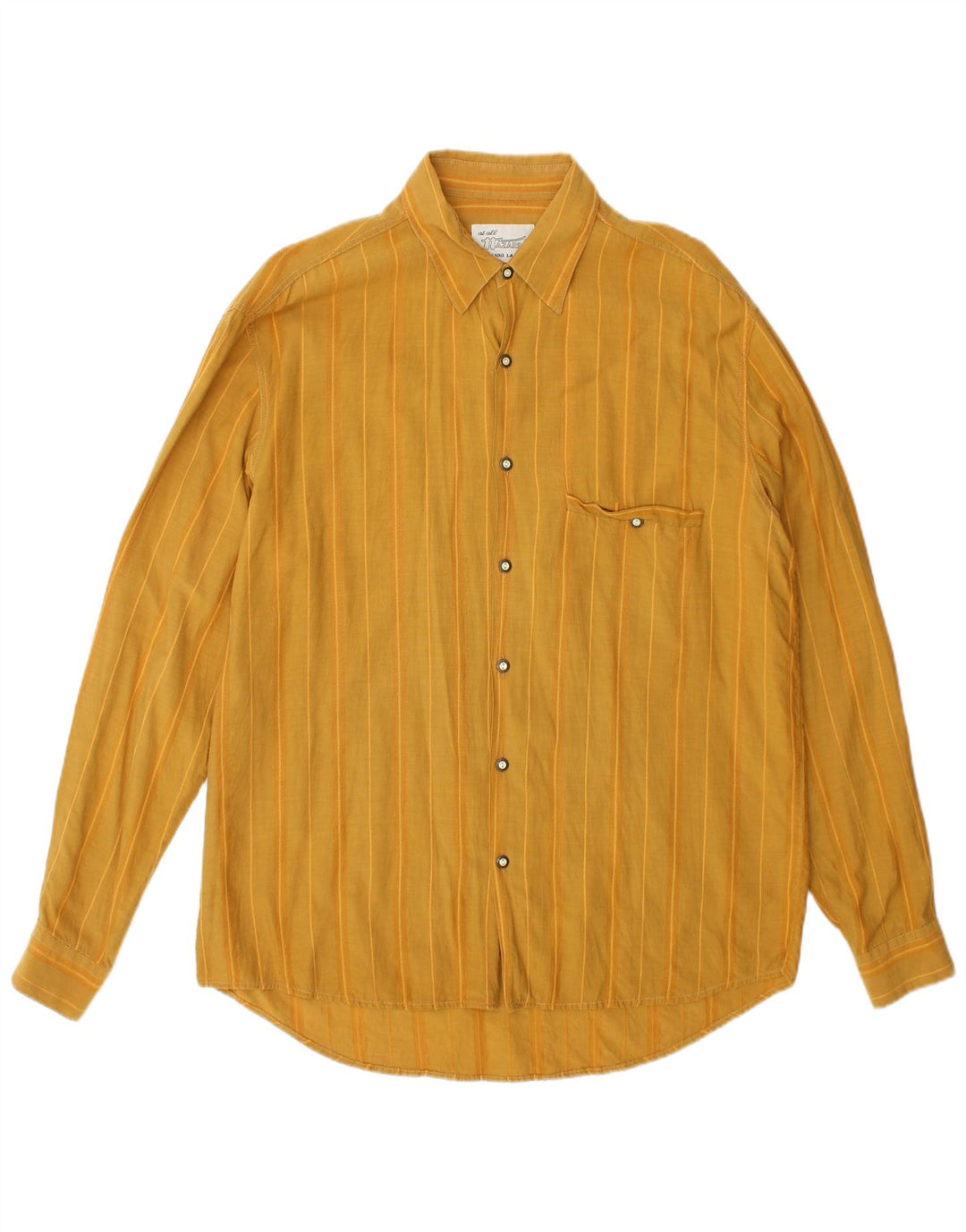 Koszula męska w stylu vintage, duża, żółta, w prążki