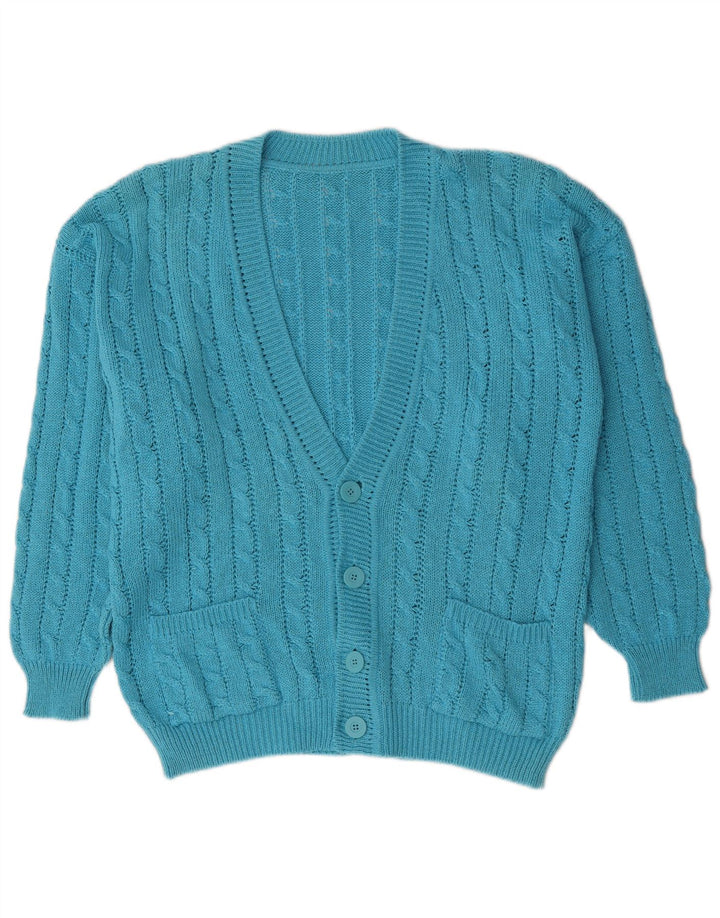 Vintage męski sweter rozpinany, duży niebieski