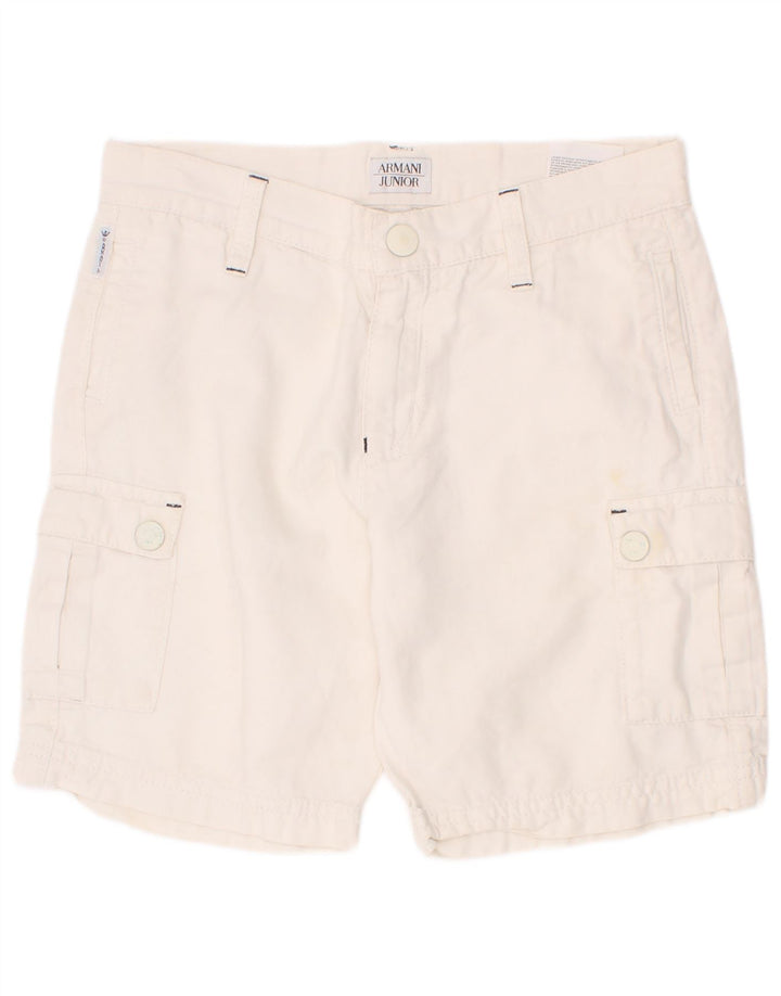 Spodenki chłopięce Armani Junior Cargo 7-8 lat W24 Biała bawełna