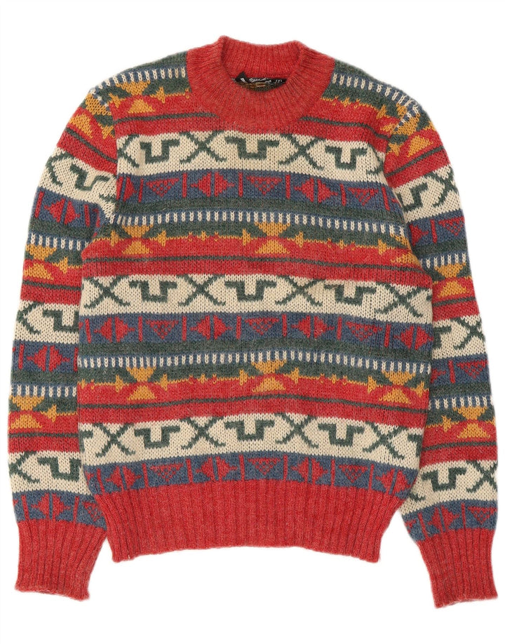 Damski sweter Geyer z okrągłym dekoltem IT 46, duży, czerwony, geometryczny