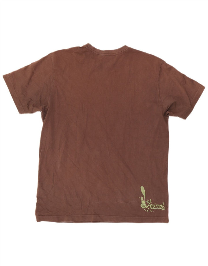 Męski T-shirt z grafiką zwierzęcą, duży, brązowy, bawełniany
