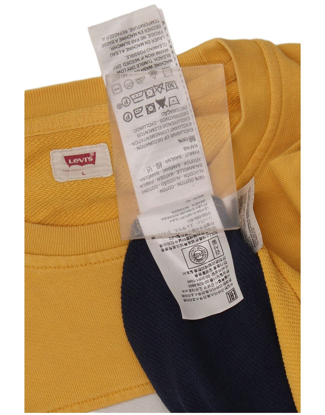 Męska bluza Levi's z grafiką, duża, żółta, bawełniana w bloki kolorów