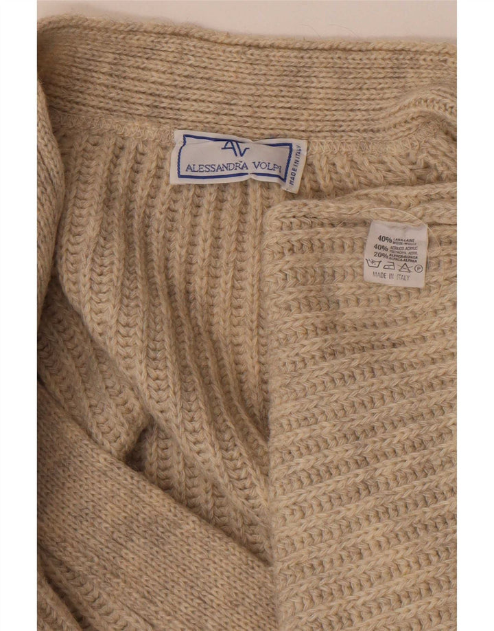 Vintage męski sweter rozpinany XL beżowa wełna