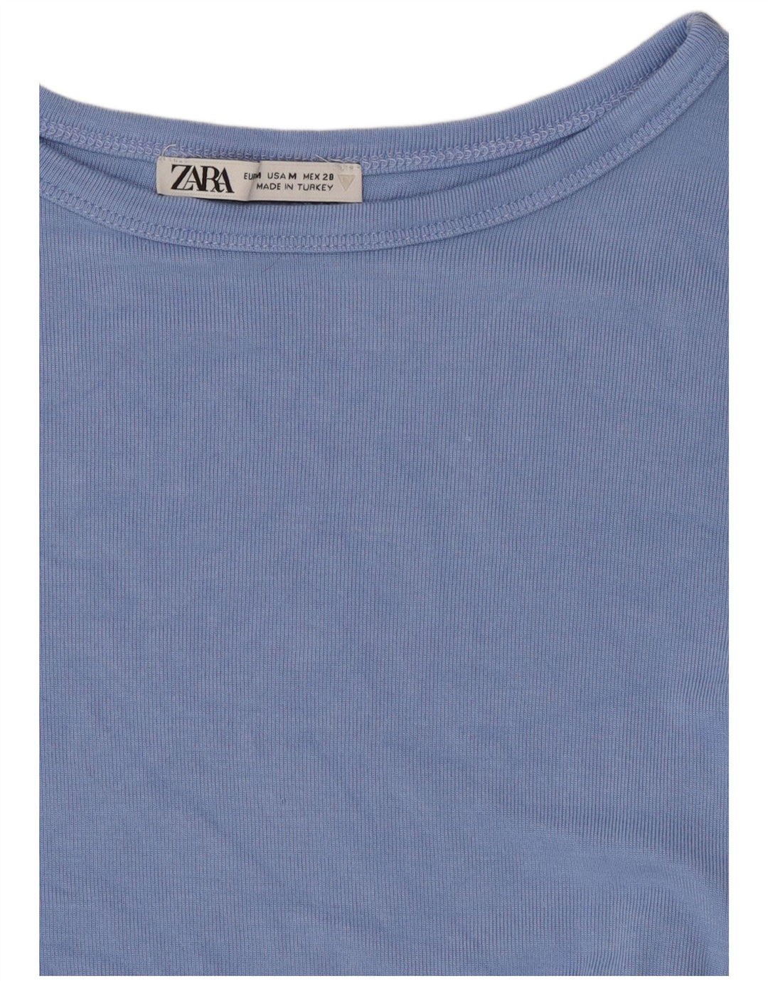 Damski T-shirt Zara Crop Top UK 12 Średni Niebieski