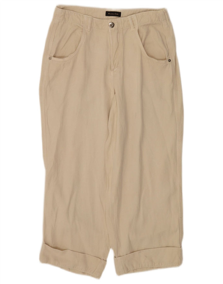 Spodnie Capri Massimo Dutti Damskie EU 38 Small W28 L22 Beżowy Lyocell