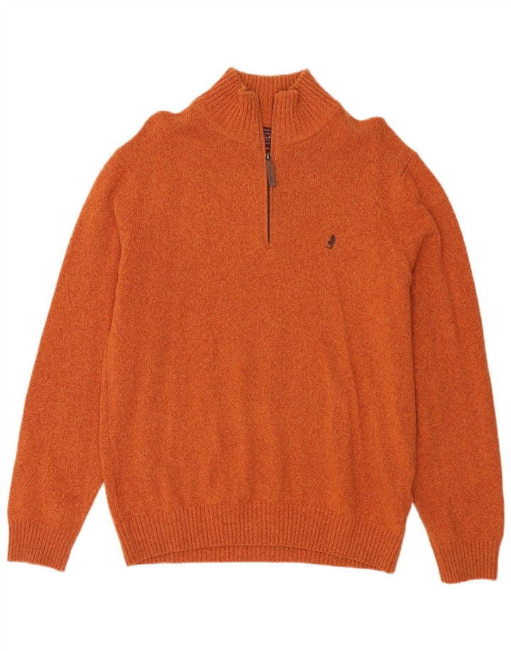 Marlboro Classics Męski sweter z zamkiem błyskawicznym, duży, pomarańczowy, wełniany