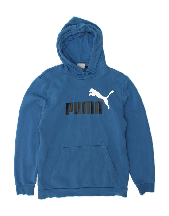PUMA Mens Graphic Hoodie Jumper Small Blue Vintage Puma and Second-Hand Puma from Messina Hembry 