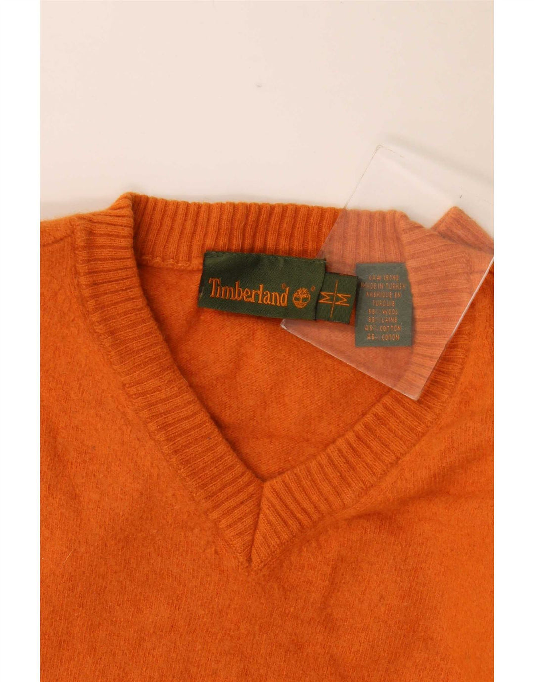 Męski sweter Timberland z dekoltem w kształcie litery V, średnia wełna pomarańczowa