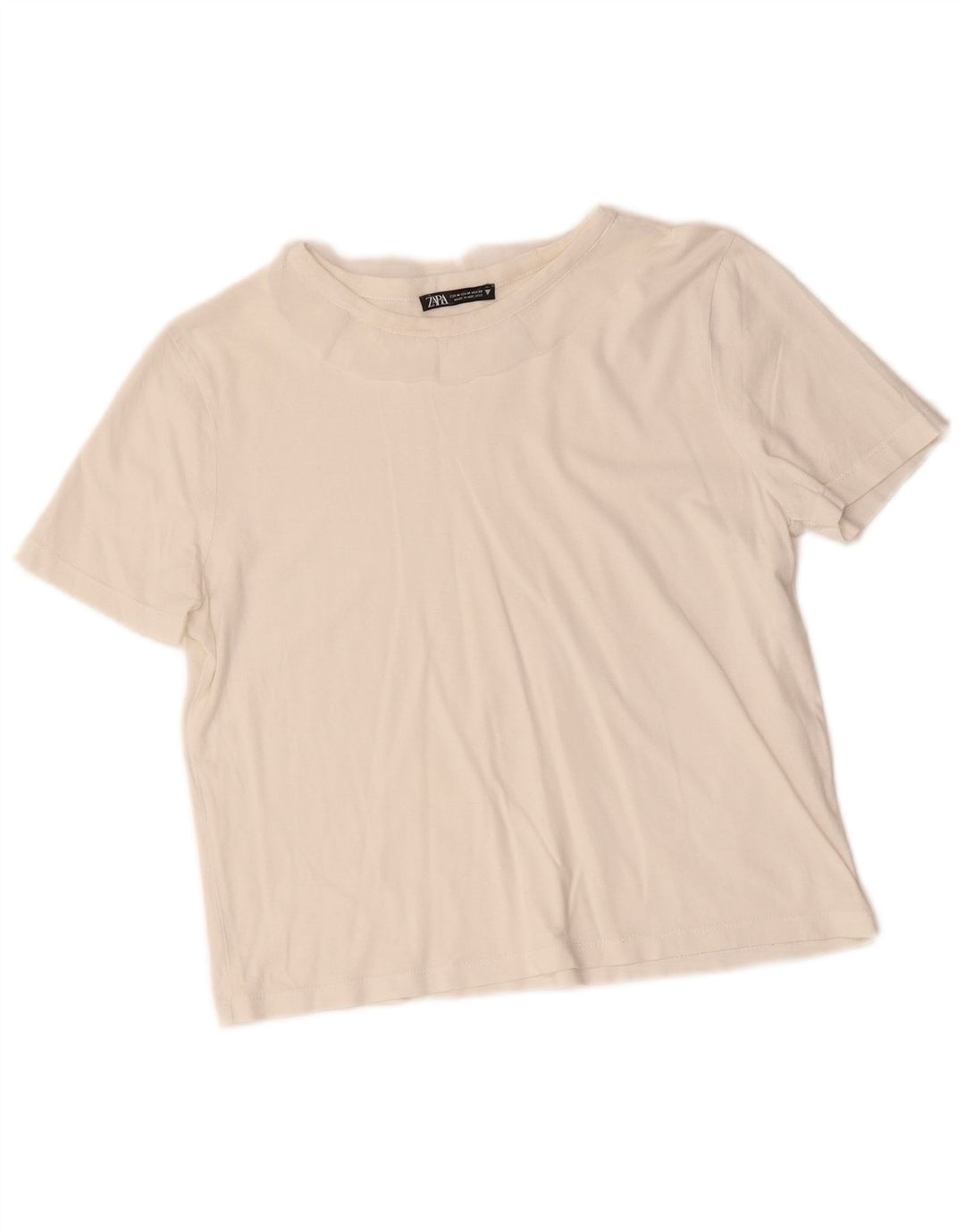 Damski T-shirt Zara Crop Top UK 12 Średni Biały