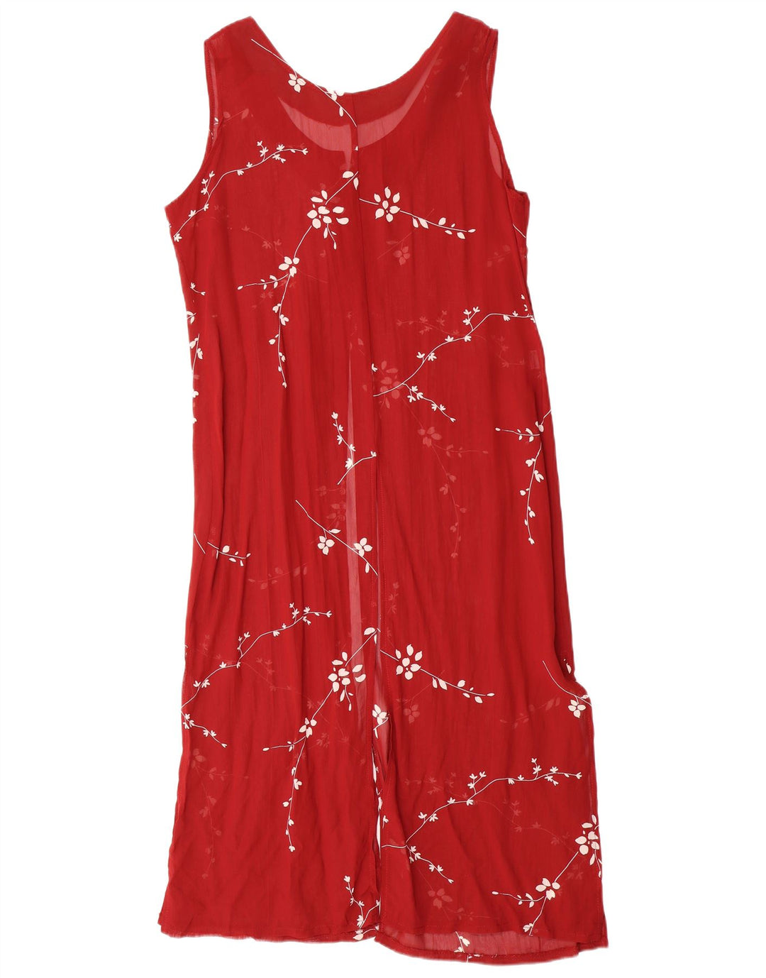 VINTAGE damska sukienka maxi bez rękawów UK 14 duża czerwona wiskoza w kwiaty