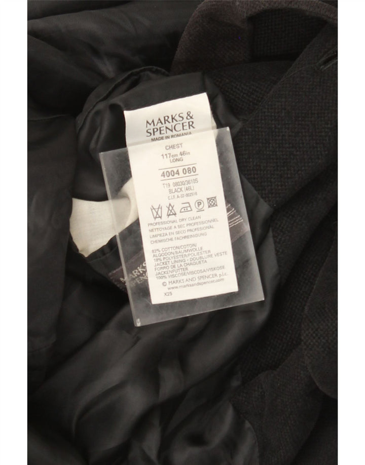 Marks & Spencer Męska marynarka zapinana na 3 guziki, UK 46 XL, czarna bawełna