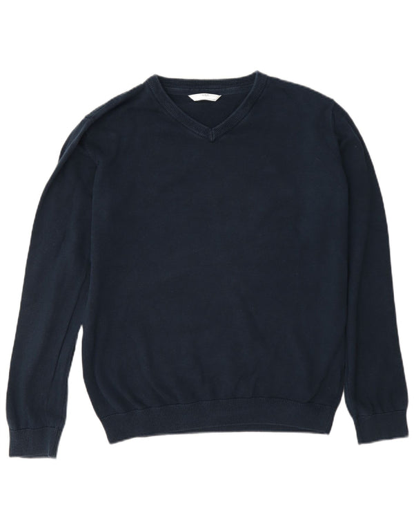 Marks & Spencer Chłopięcy sweter z dekoltem w kształcie litery V 14-15 lat Granatowy, bawełniany