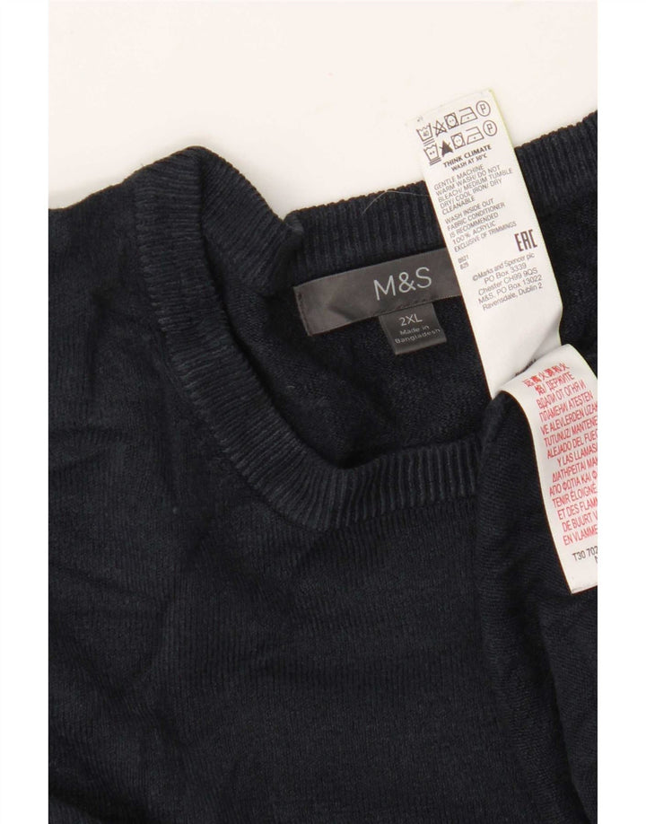 Marks & Spencer Męski sweter z okrągłym dekoltem 2XL Granatowy akryl