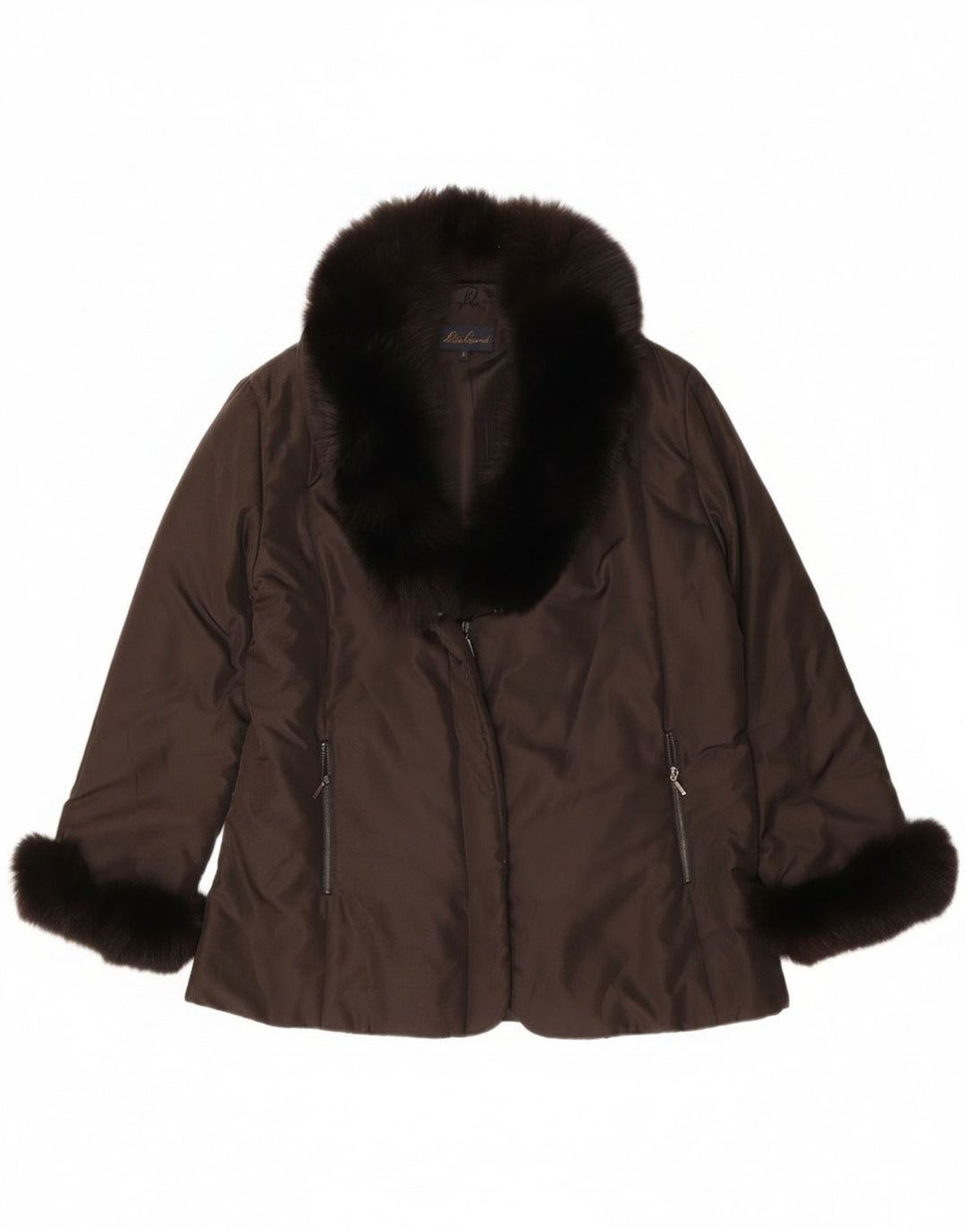 Luisa Spagnoli Damska, oversize'owa ocieplana kurtka UK 10, mała, brązowa, poliester