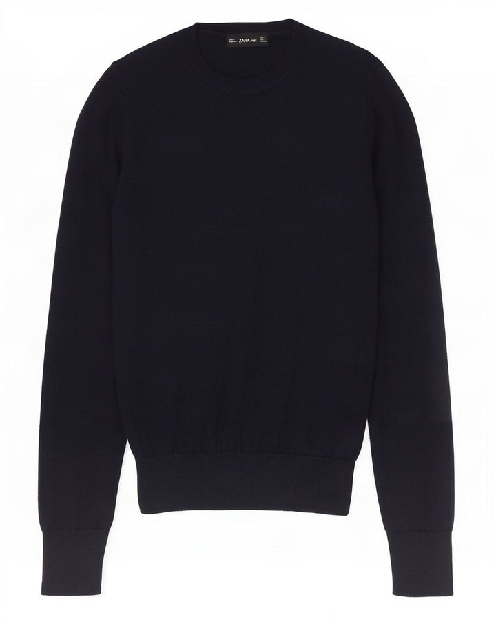 Damski sweter Zara z okrągłym dekoltem, UK 10, mały, granatowy, poliester