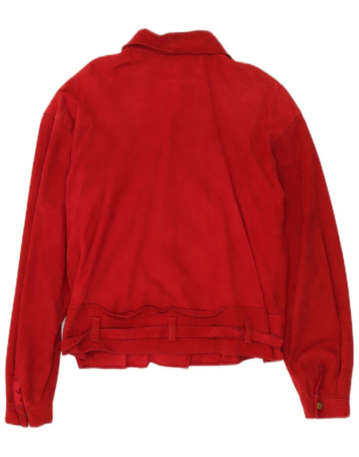 VINTAGE Damski zamszowy 2-częściowy zestaw spódnic UK 14 Medium W30 Czerwona skóra