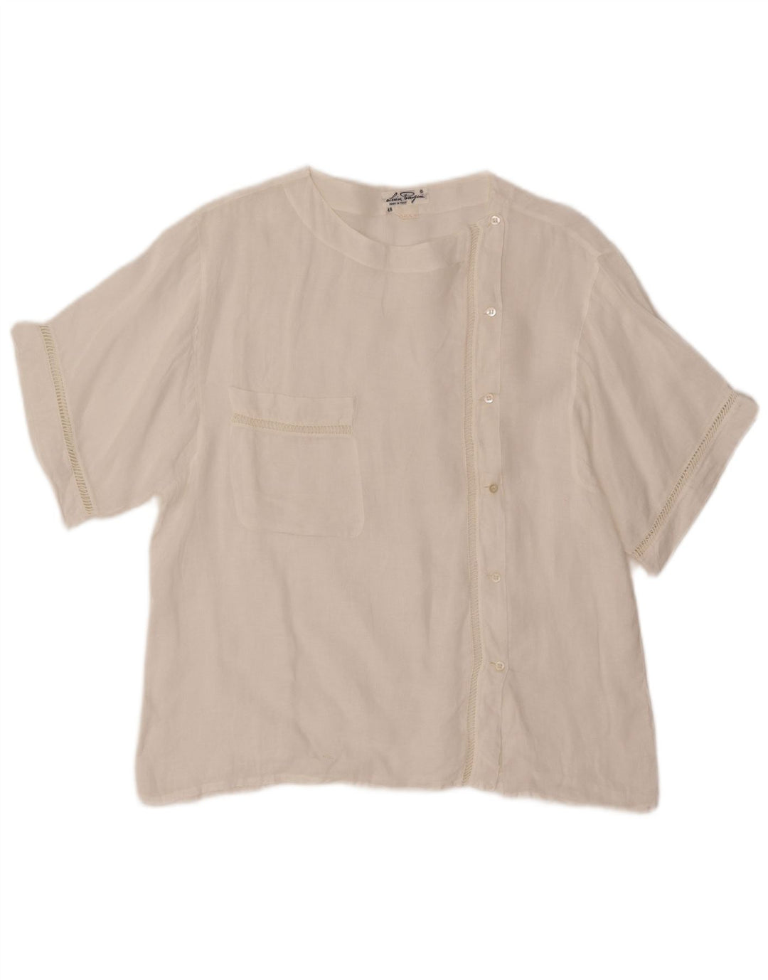 Damska bluzka koszulowa z krótkim rękawem VINTAGE IT 48 XL Biała