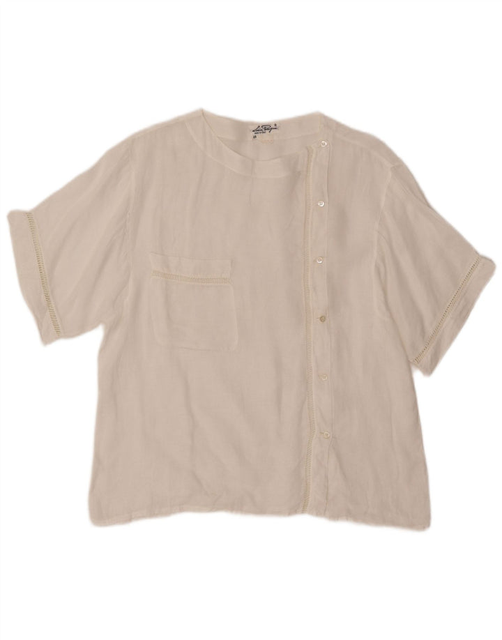 Damska bluzka koszulowa z krótkim rękawem VINTAGE IT 48 XL Biała