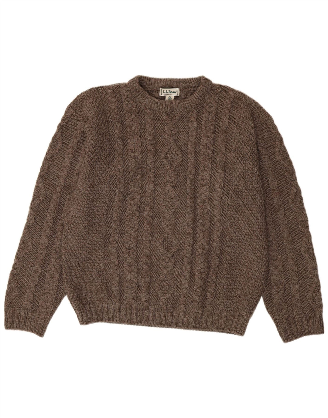 L.L.Bean Męski sweter z okrągłym dekoltem, duży, szary, wełniany