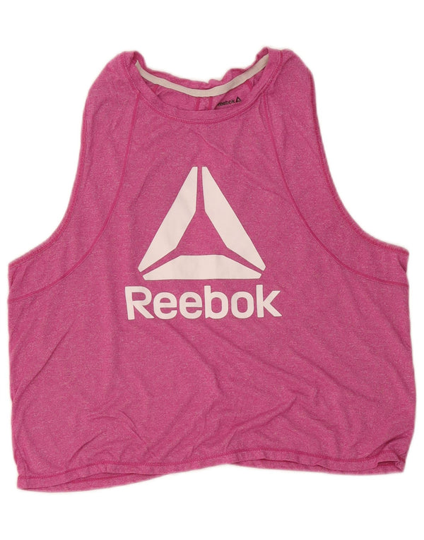 Damska kamizelka Reebok Crop Graphic Top UK 16, duża, różowa, nakrapiana