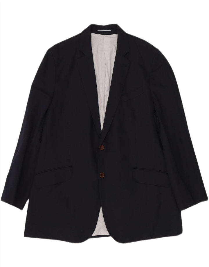 CREW CLOTHING Mens 2 Button Blazer Jacket UK 40 Large Navy Blue Cotton