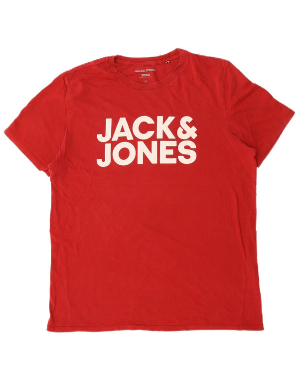 Jack & Jones Mens Slim Fit Graphic T-Shirt Top XL Red Cotton