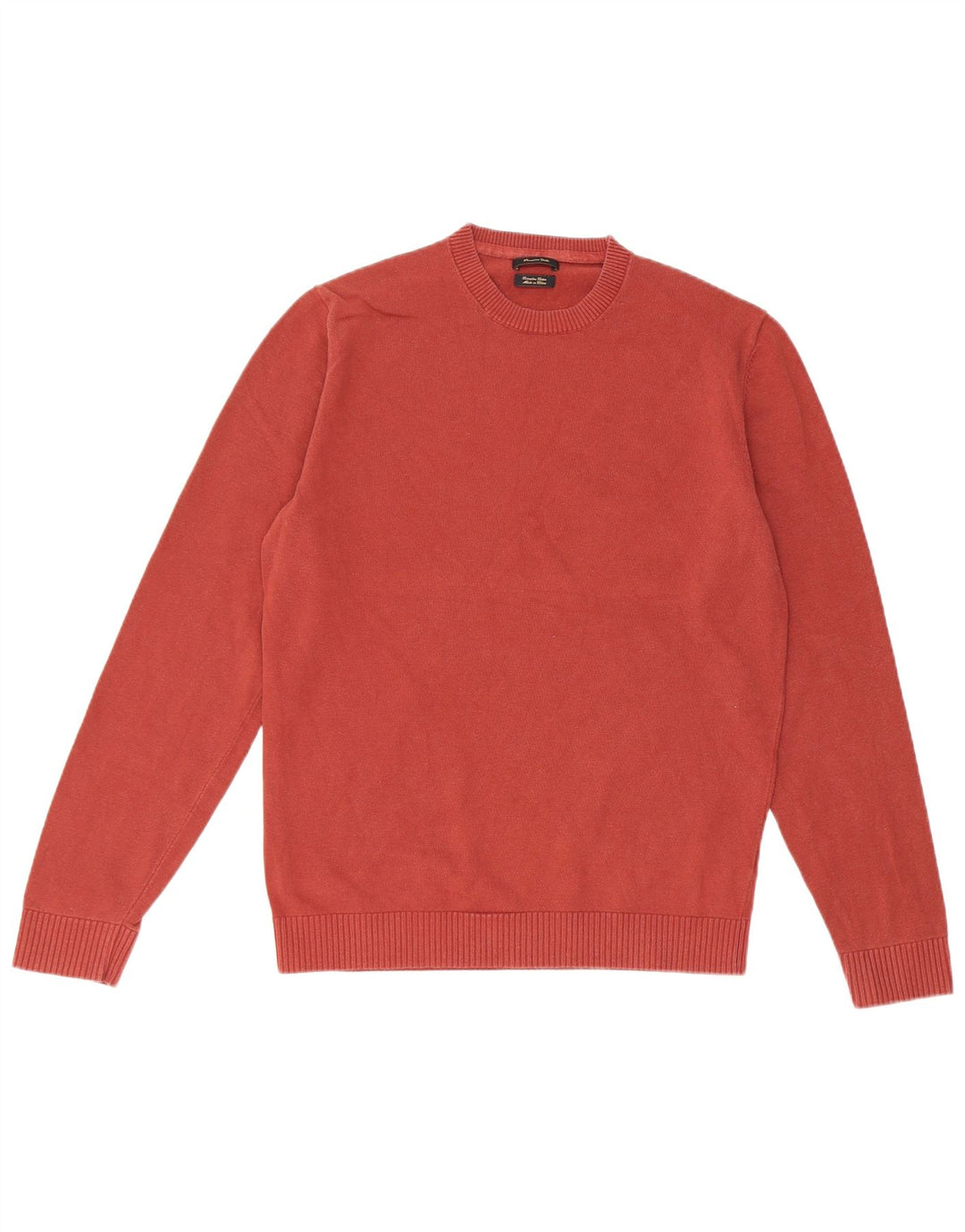 Męski sweter Massimo Dutti z okrągłym dekoltem, średniej wielkości bordowa bawełna