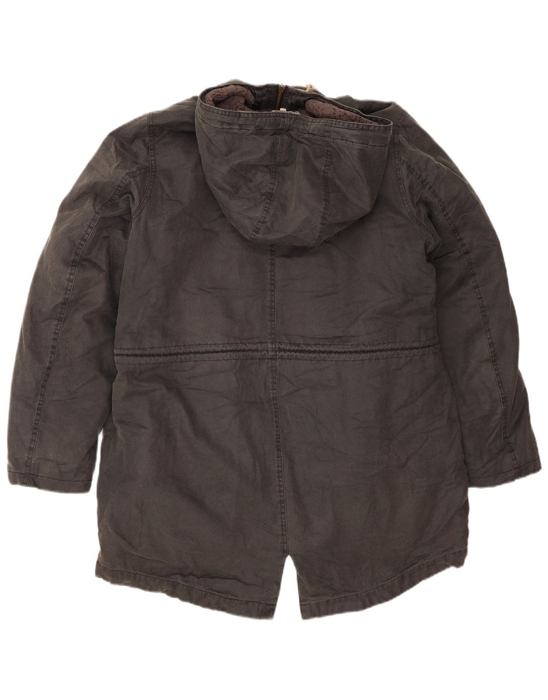 Damska kurtka parka z kapturem Fat Face UK 14, duża, szara bawełna