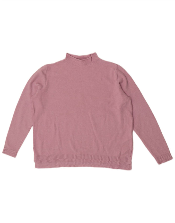 Marks & Spencer Damski sweter z golfem UK 14, duży, różowy, wiskoza