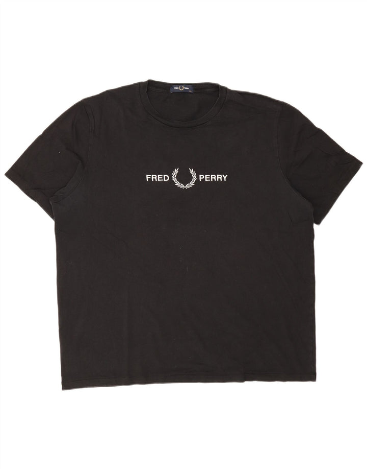 Męska koszulka z grafiką FRED PERRY Top 2XL, czarna bawełna