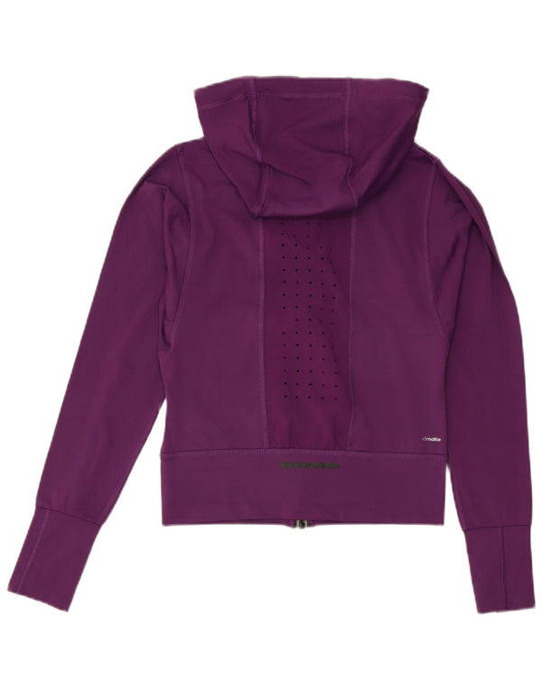Adidas Damski Climalite Crop Oversized Zip Sweter Z Kapturem UK 4/6 XS Fioletowy