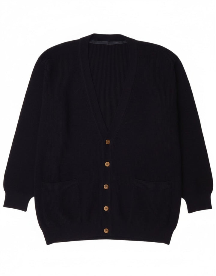 Sweter męski w stylu vintage, duży, granatowy, nowa wełna