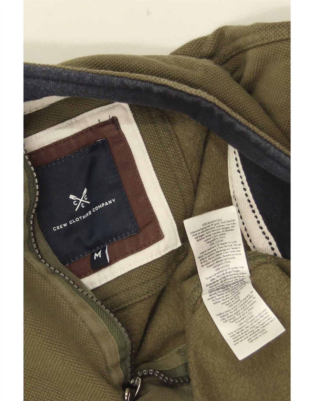 Crew Clothing Męska bluza z kapturem i zamkiem błyskawicznym, średnia bawełna khaki