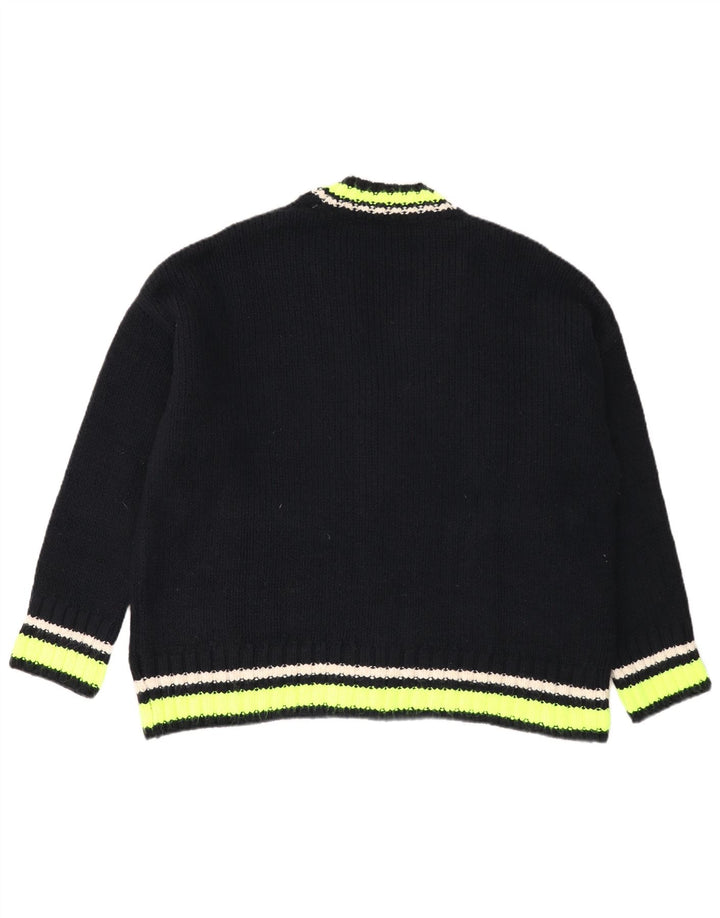 Damski sweter oversize Zara UK 10, mały, czarny, z blokami kolorów