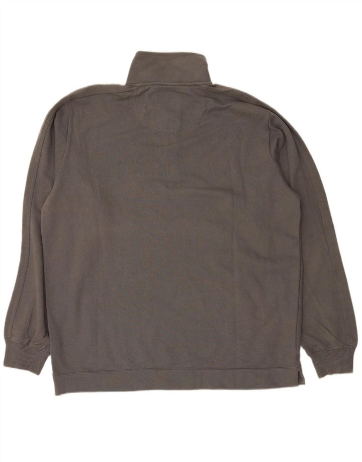 CHAMPION Mens Zip Neck Sweatshirt Jumper XL Grey Cotton