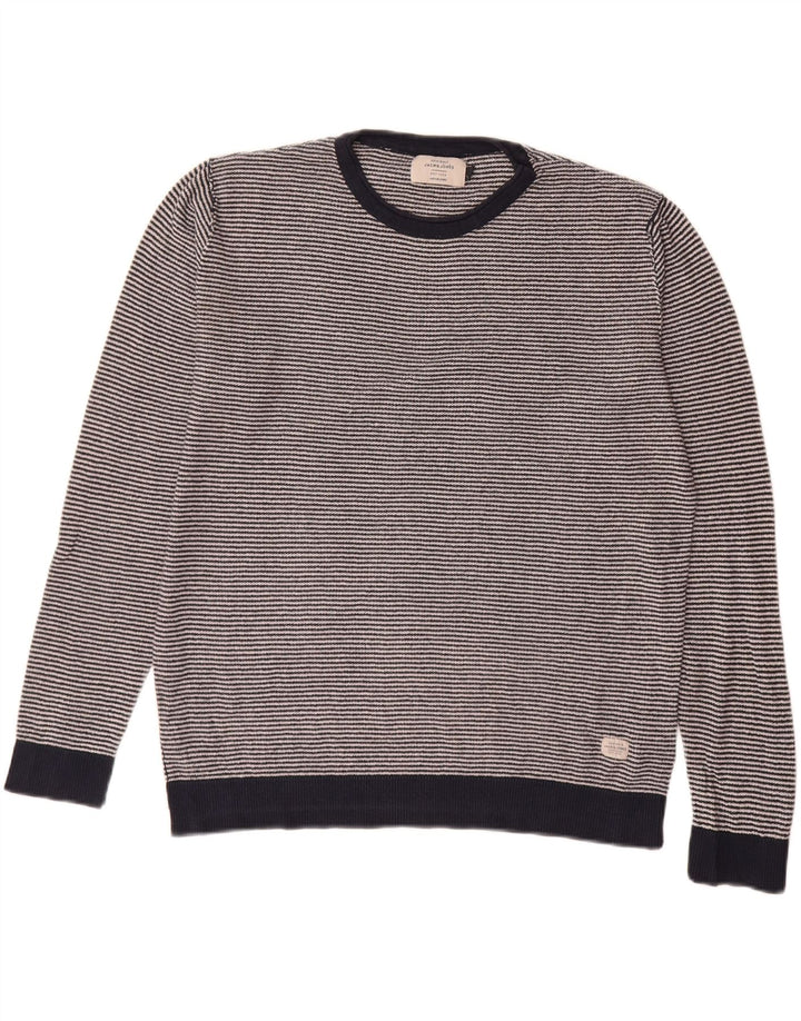 Męski sweter Jack & Jones z okrągłym dekoltem i dużymi granatowymi paskami