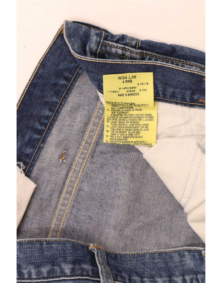 Wrangler Męskie 4 RRB Slim Jeans W34 L34 Niebieskie bawełniane