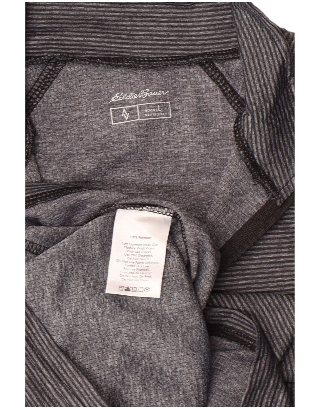 Damski top z zamkiem i dekoltem Eddie Bauer, z długim rękawem, UK 14, duże, sportowe w szare paski