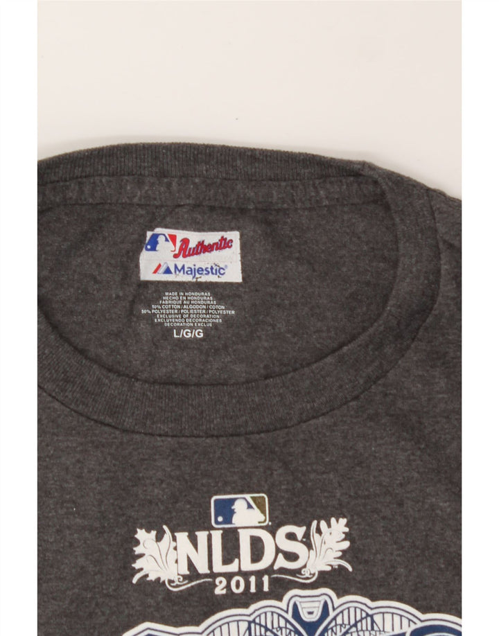 MAJESTIC Mens Graphic T-Shirt Top Large Grey Vintage Majestic and Second-Hand Majestic from Messina Hembry 
